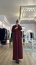 Hâbel Elbiseli Hırka Takım Bordo