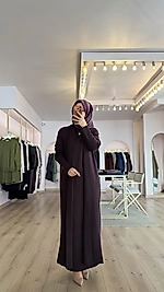 Hâbel Elbiseli Hırka Takım Mürdüm